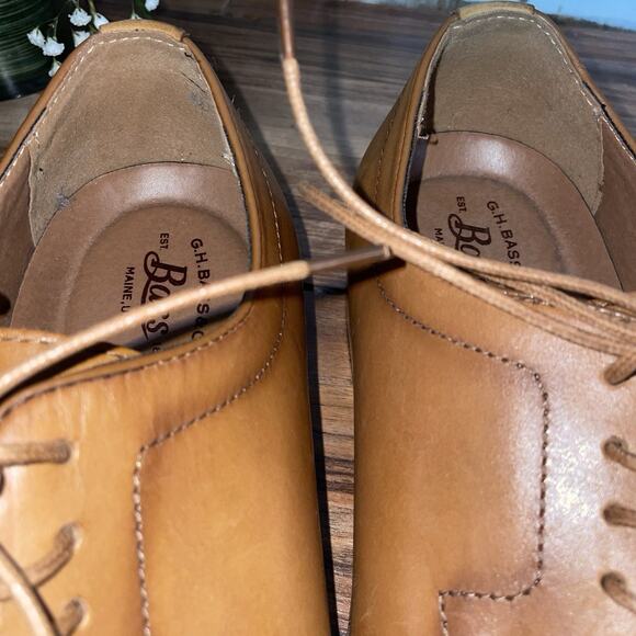 G.H. Bass & Co. Leather Oxford Dress Shoes Size 11.5M Tan Cognac Brown Cap Toe main image 5